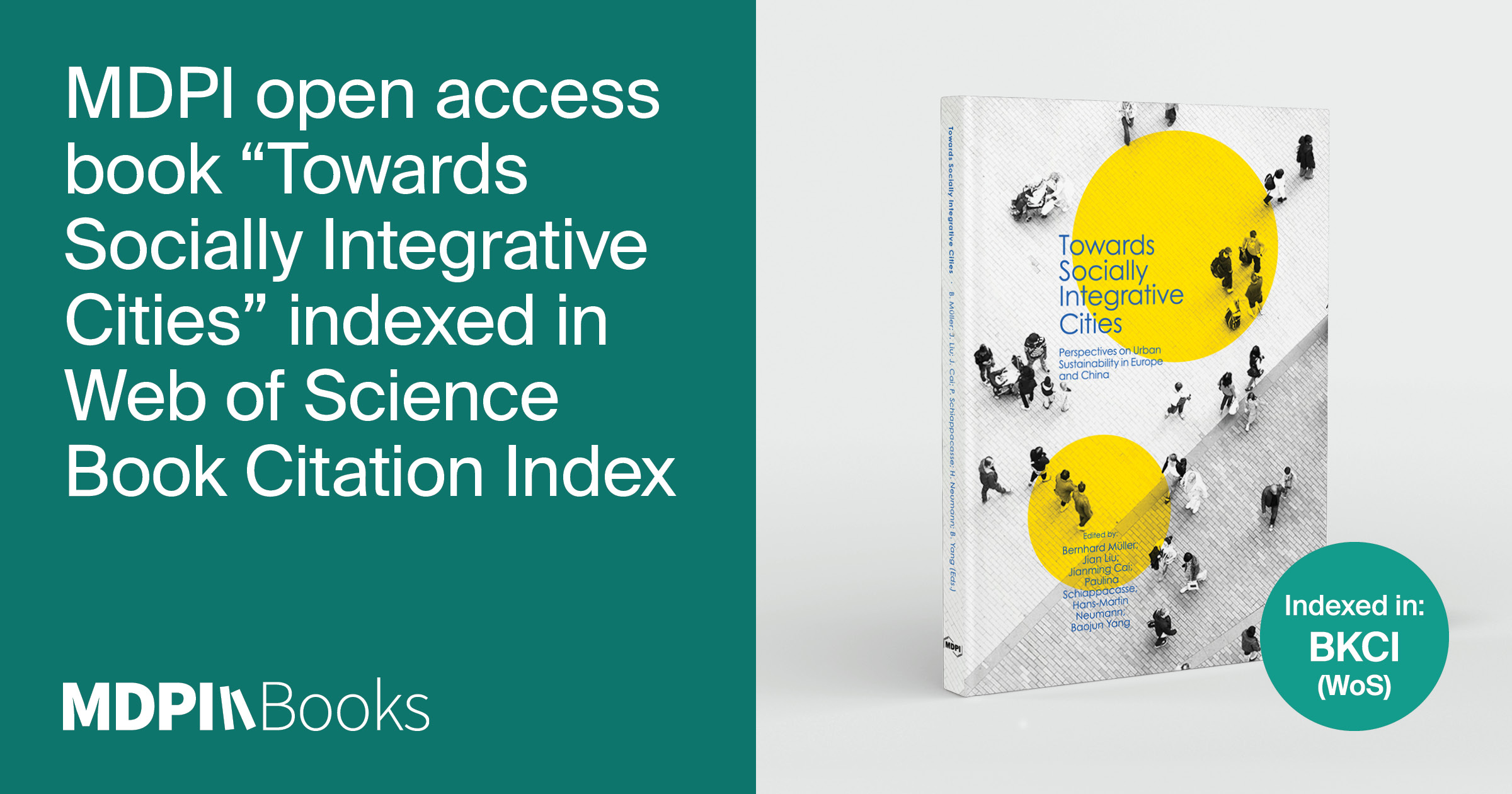 MDPI Open Access Book "Towards Socially Integrative Cities" Indexed in Web of Science Book Citation Index