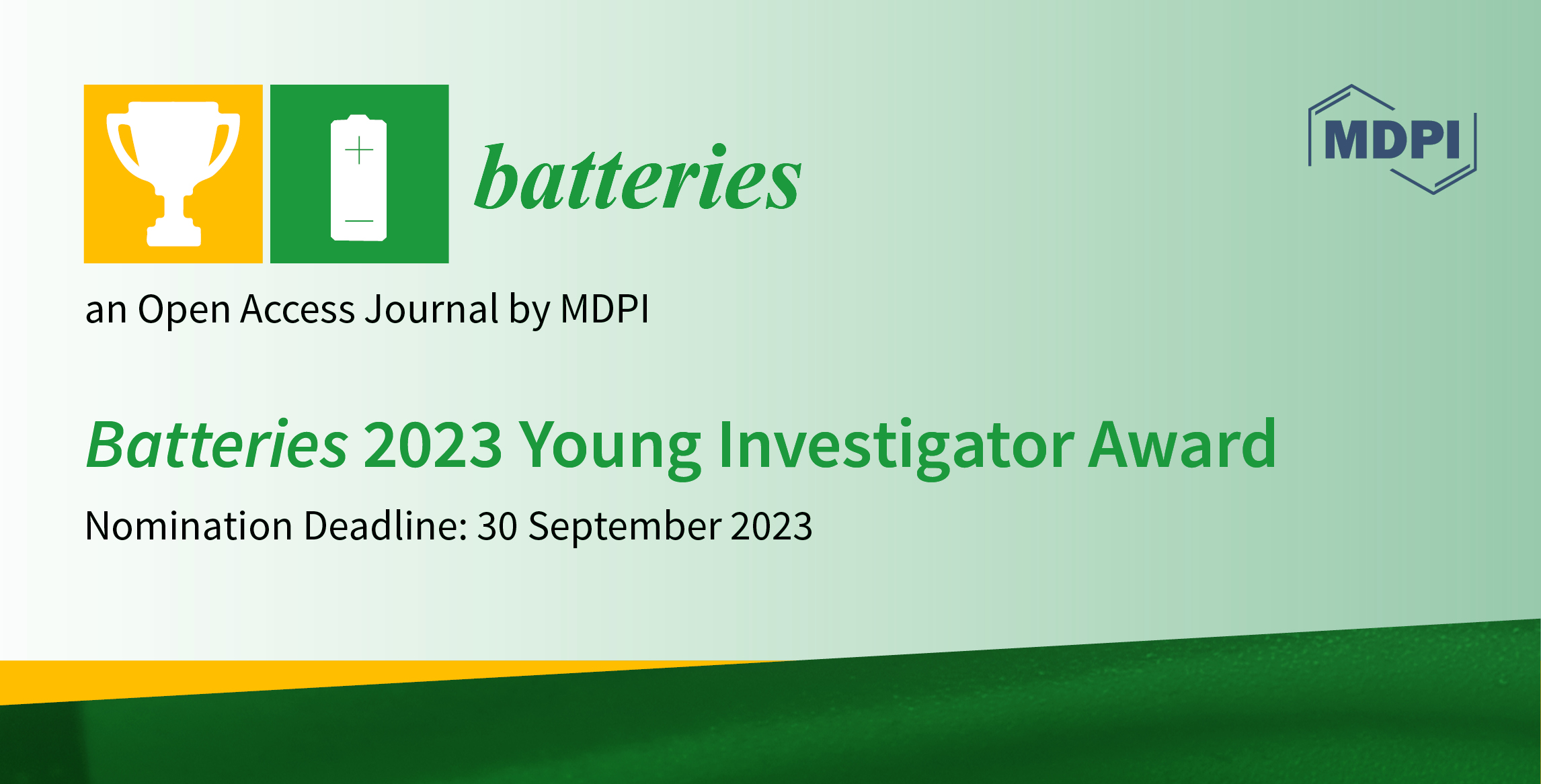Batteries 2023 Young Investigator Award—Open for Nominations