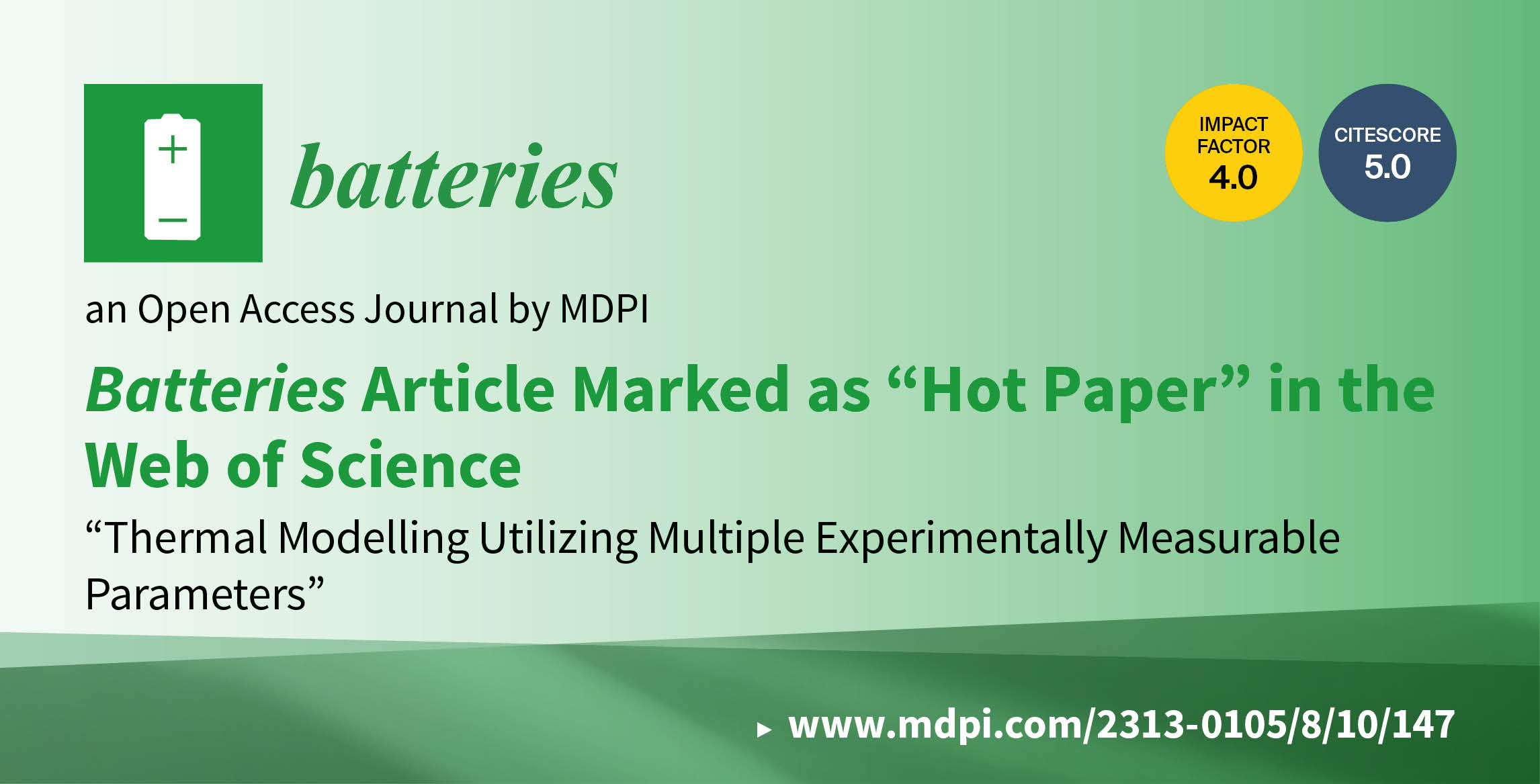 Batteries Article Marked as Hot Paper in the Web of Science