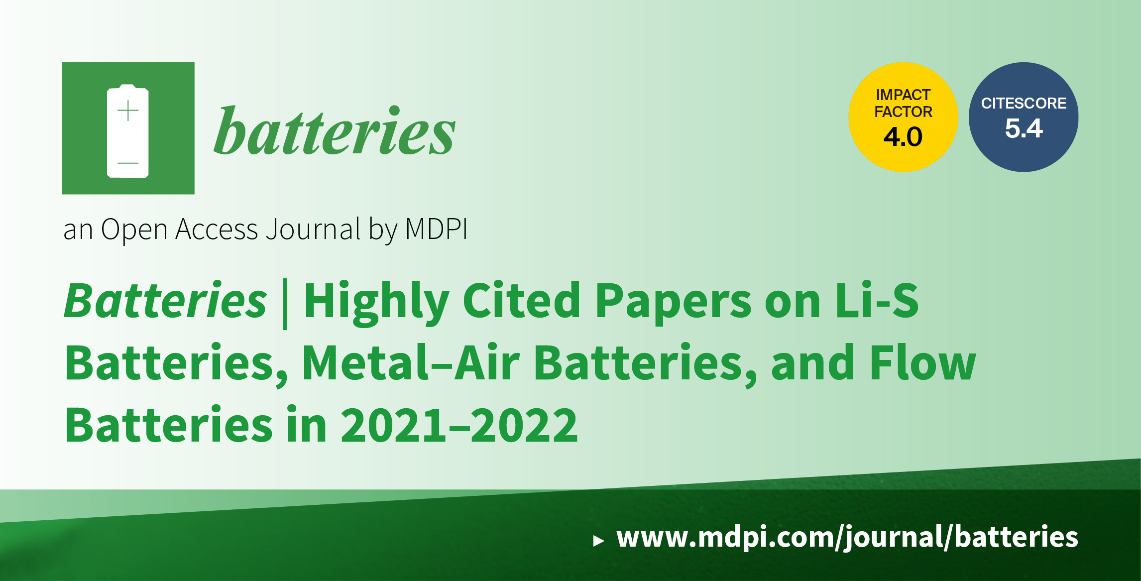Batteries | Highly Cited Papers on Li-S Batteries, Metal–Air Batteries, and Flow Batteries in 2021–2022