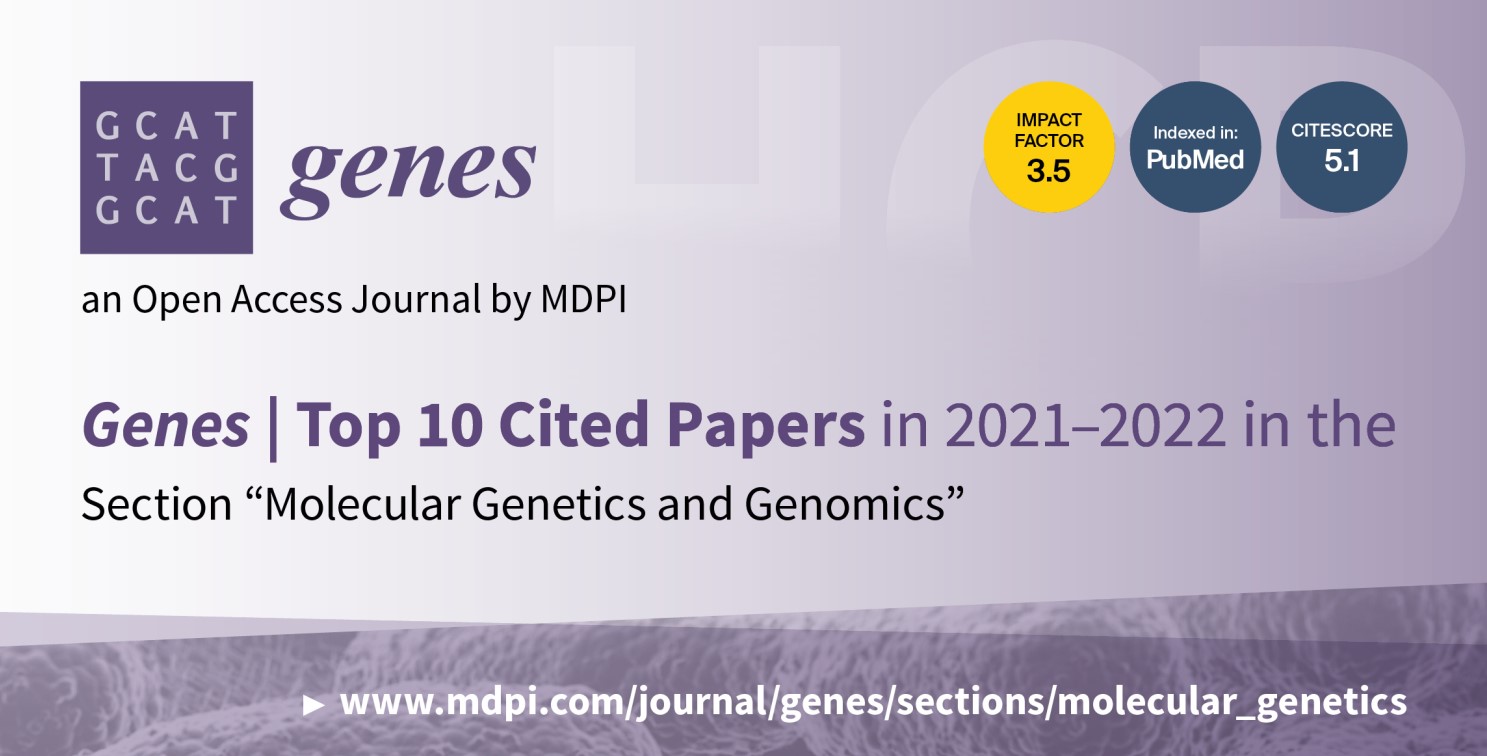 Genes | Top 10 Cited Papers in 2021–2022 in the Section “Molecular Genetics and Genomics”