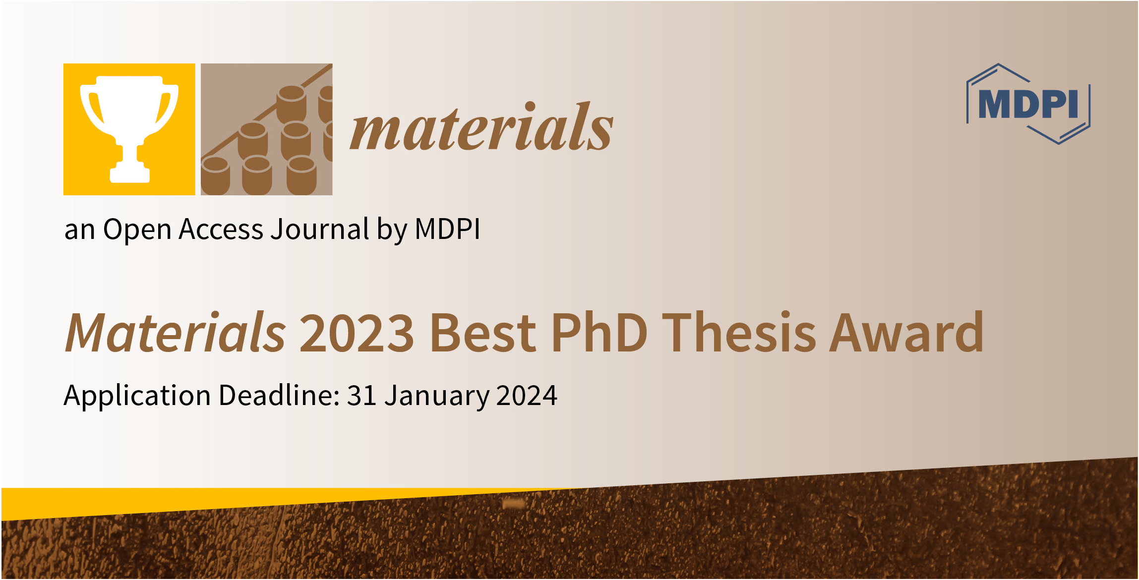 Materials 2023 Best Ph.D. Thesis Award—Open for Applications