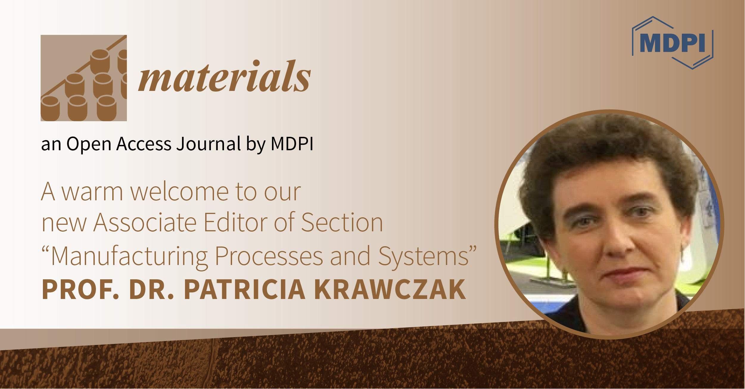 Prof. Dr. Patricia Krawczak Appointed Associate Editor of Section “Manufacturing Processes and Systems” in Materials