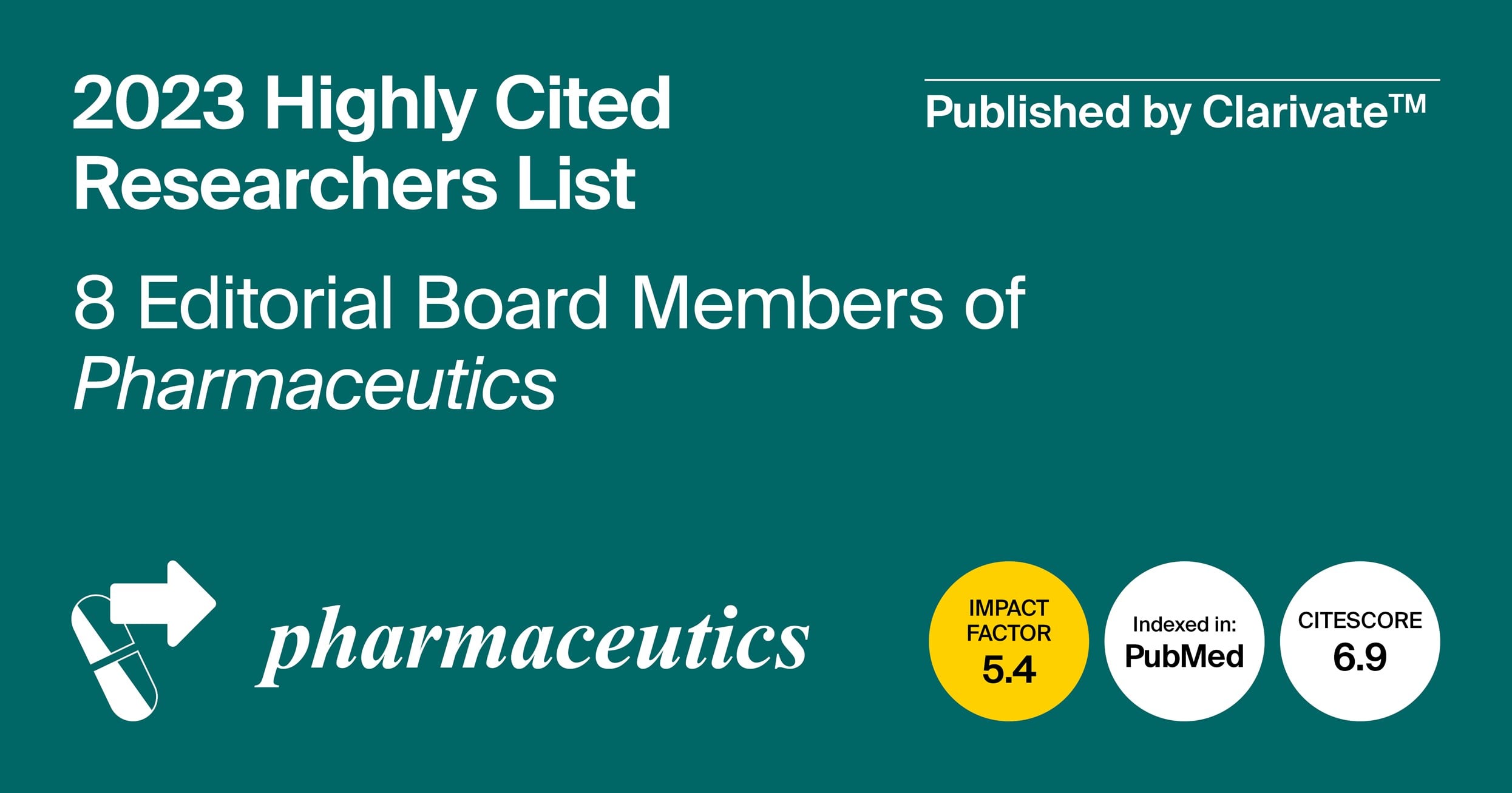 Editorial Board Members from Pharmaceutics Featured in the 2023 Highly Cited Researchers List Published by Clarivate