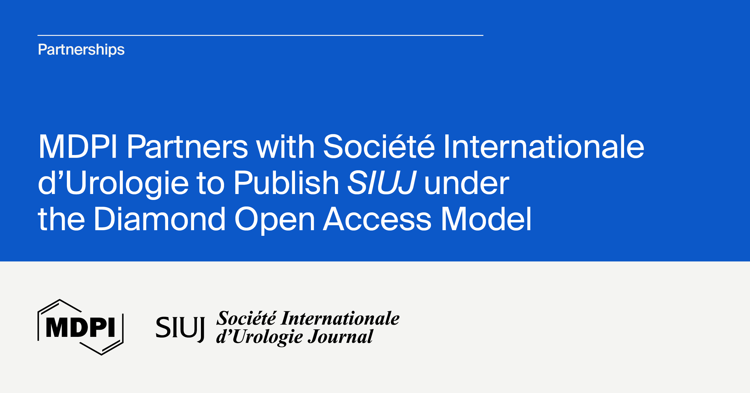 MDPI Establishes Partnership with Société Internationale d'Urologie to Publish SIUJ