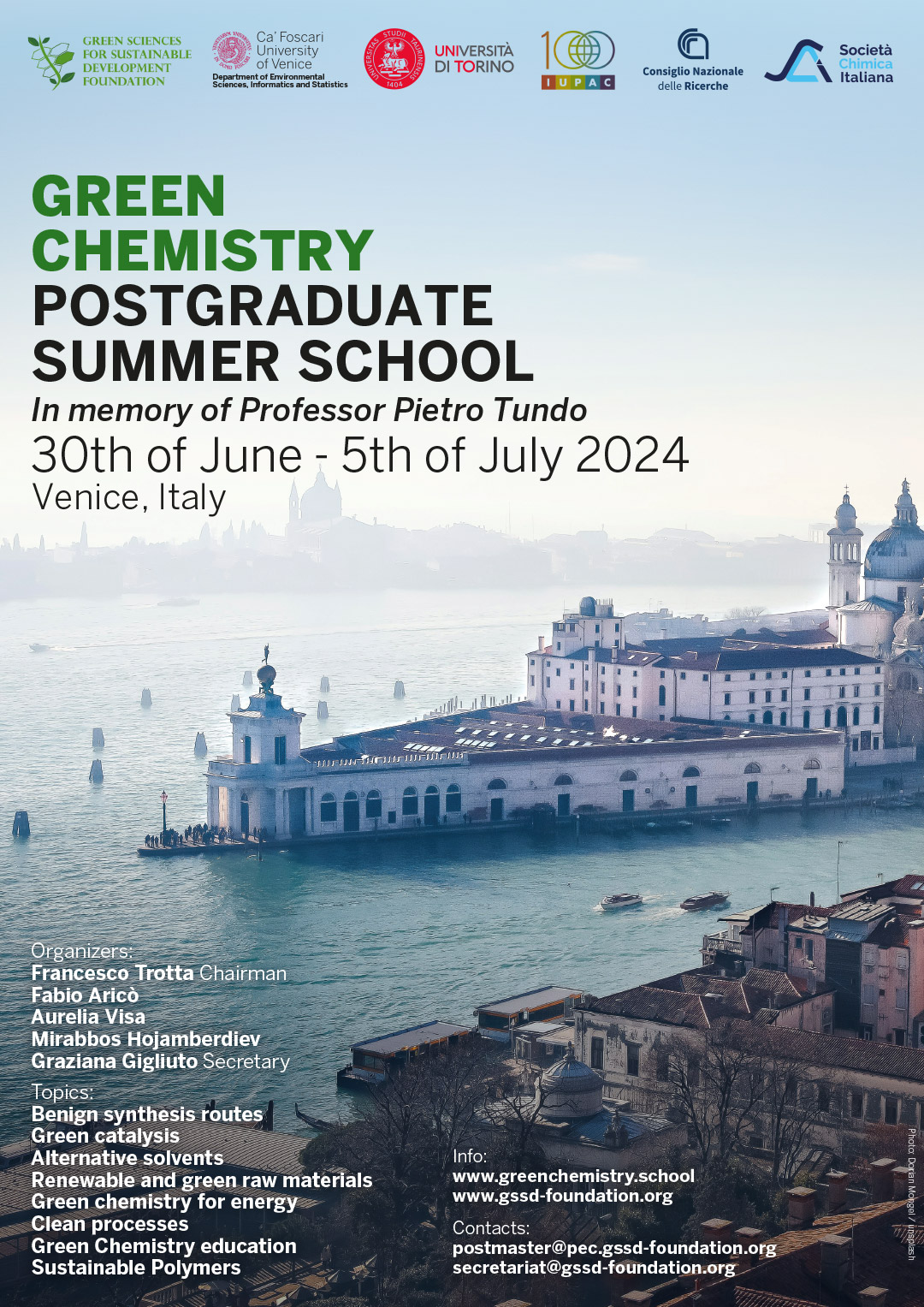 Meet Us at the XVI Green Chemistry Postgraduate Summer School 2024, 30 June–5 July 2024, Venice, Italy
