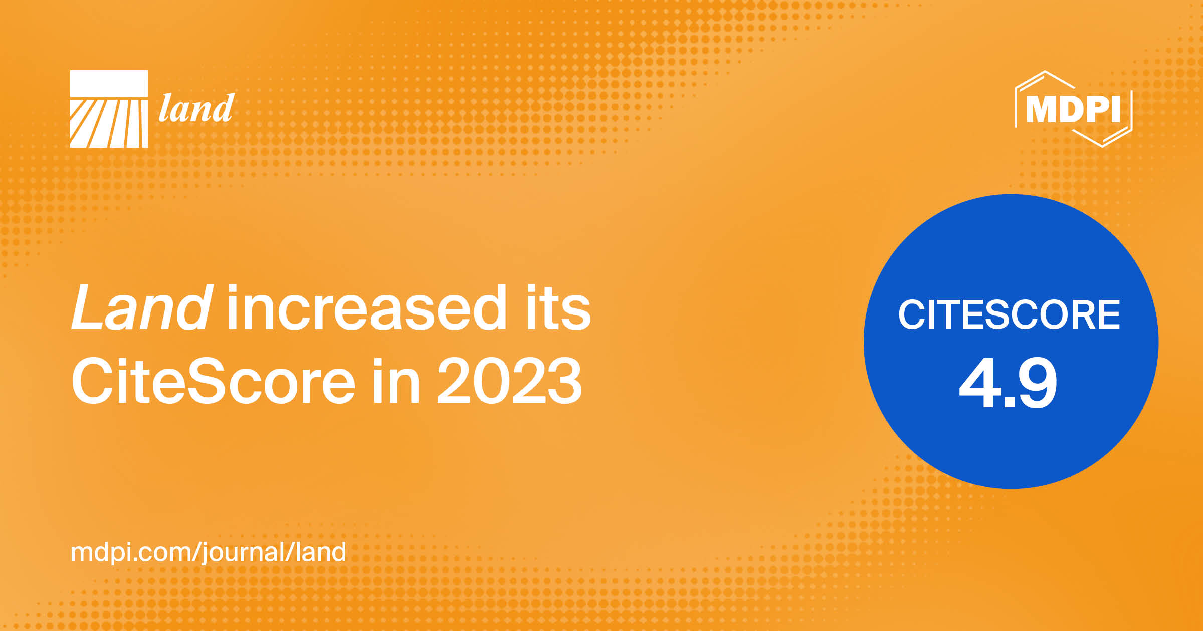 Land Receives an Increased CiteScore of 4.9