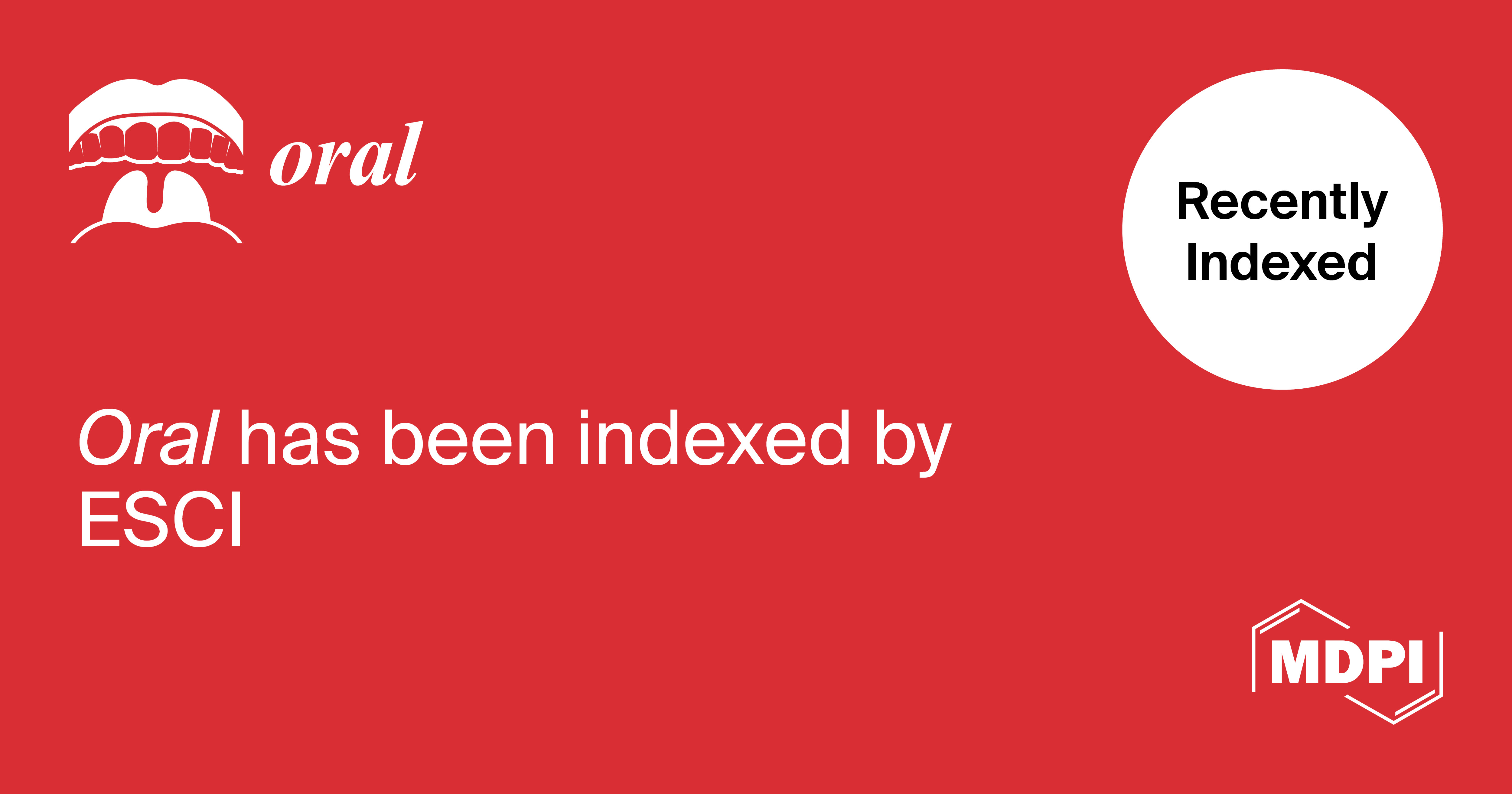 Oral Accepted into Emerging Sources Citation Index in Web of Science