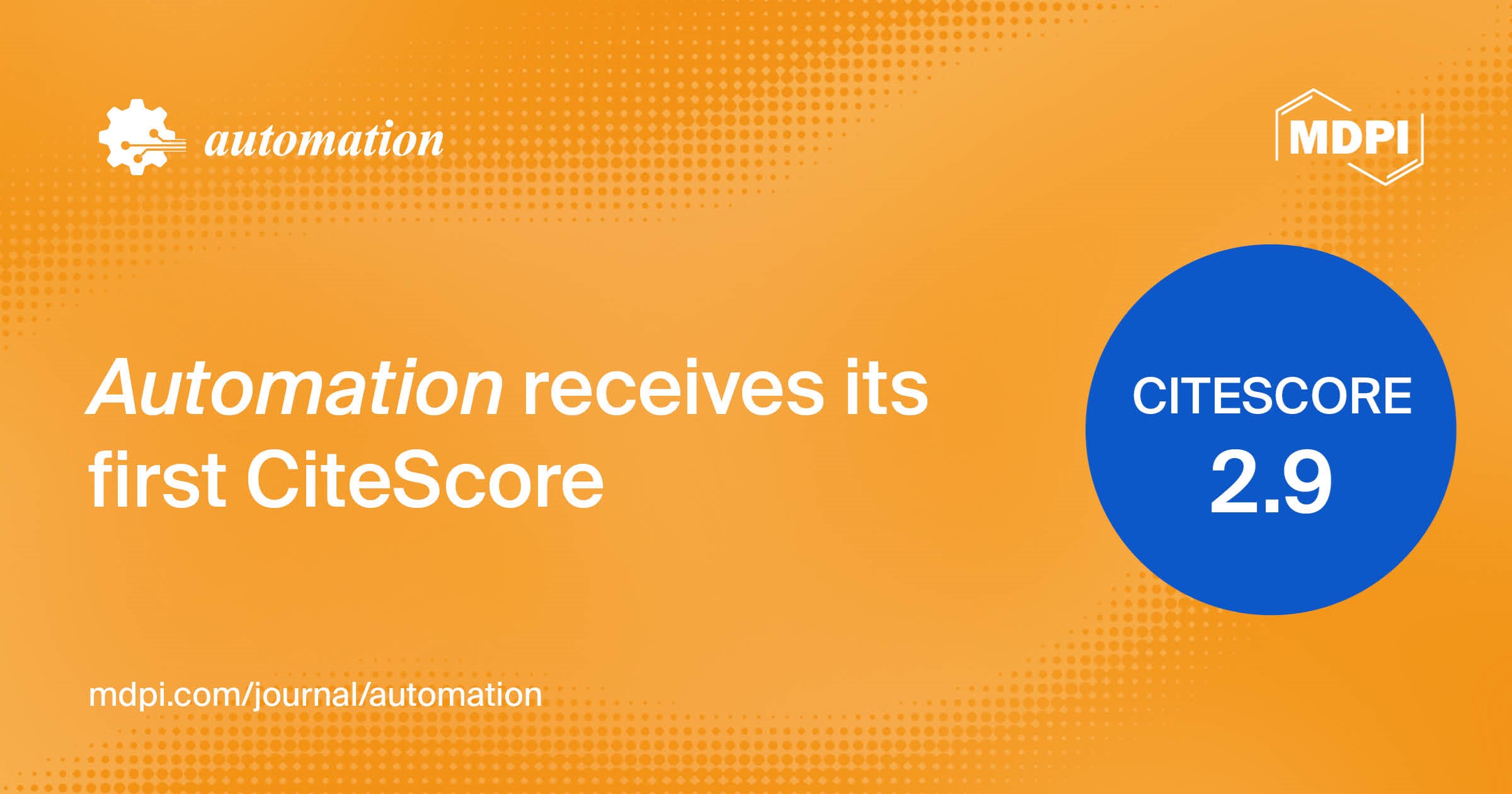 Automation Receives Its First CiteScore of 2.9