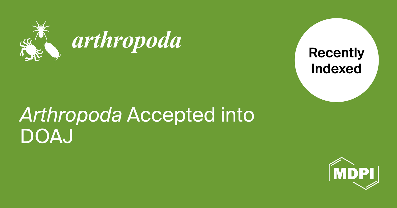 Arthropoda Accepted into the Directory of Open Access Journals (DOAJ)