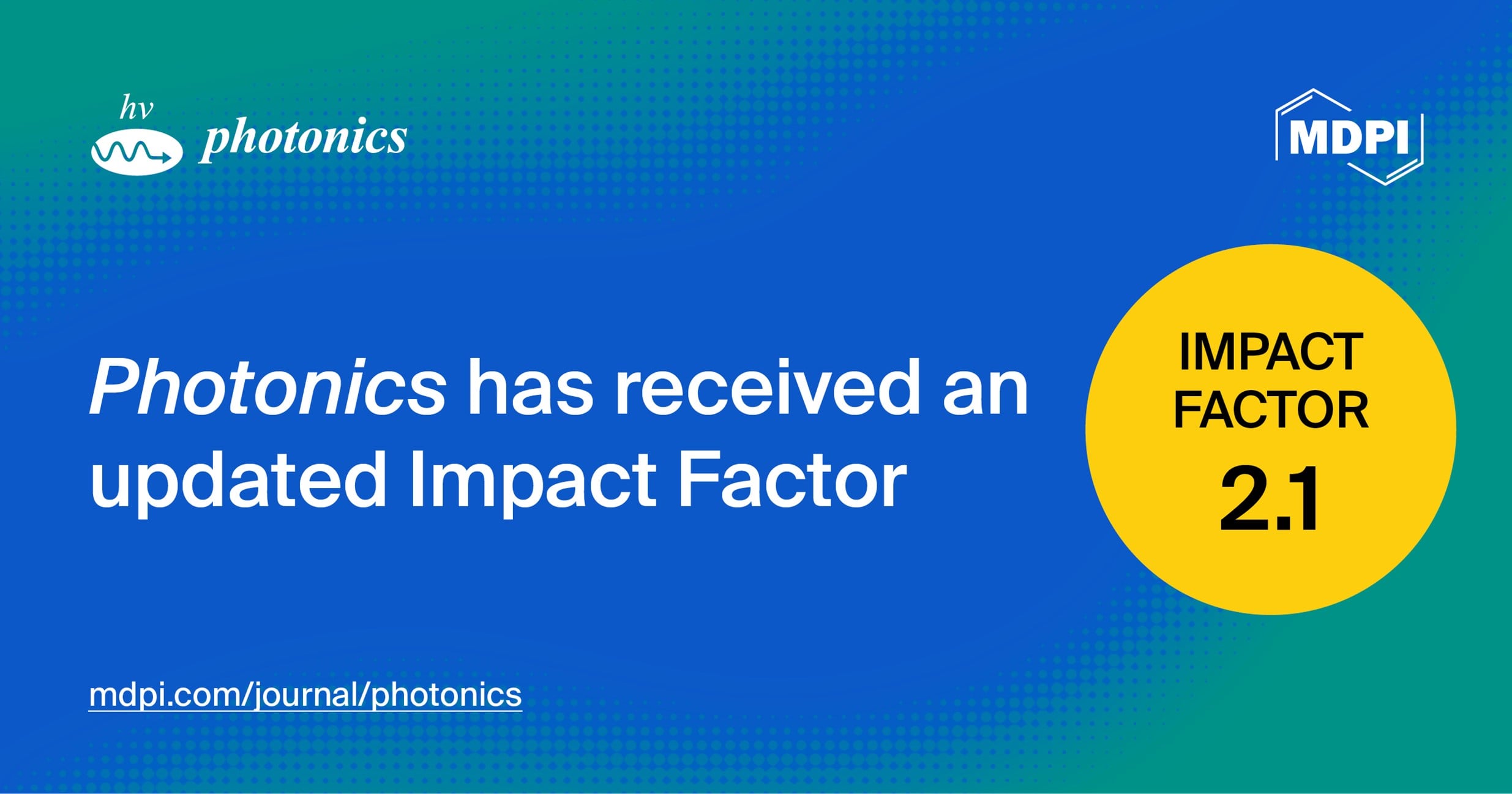 Photonics Receives an Updated Impact Factor of 2.1