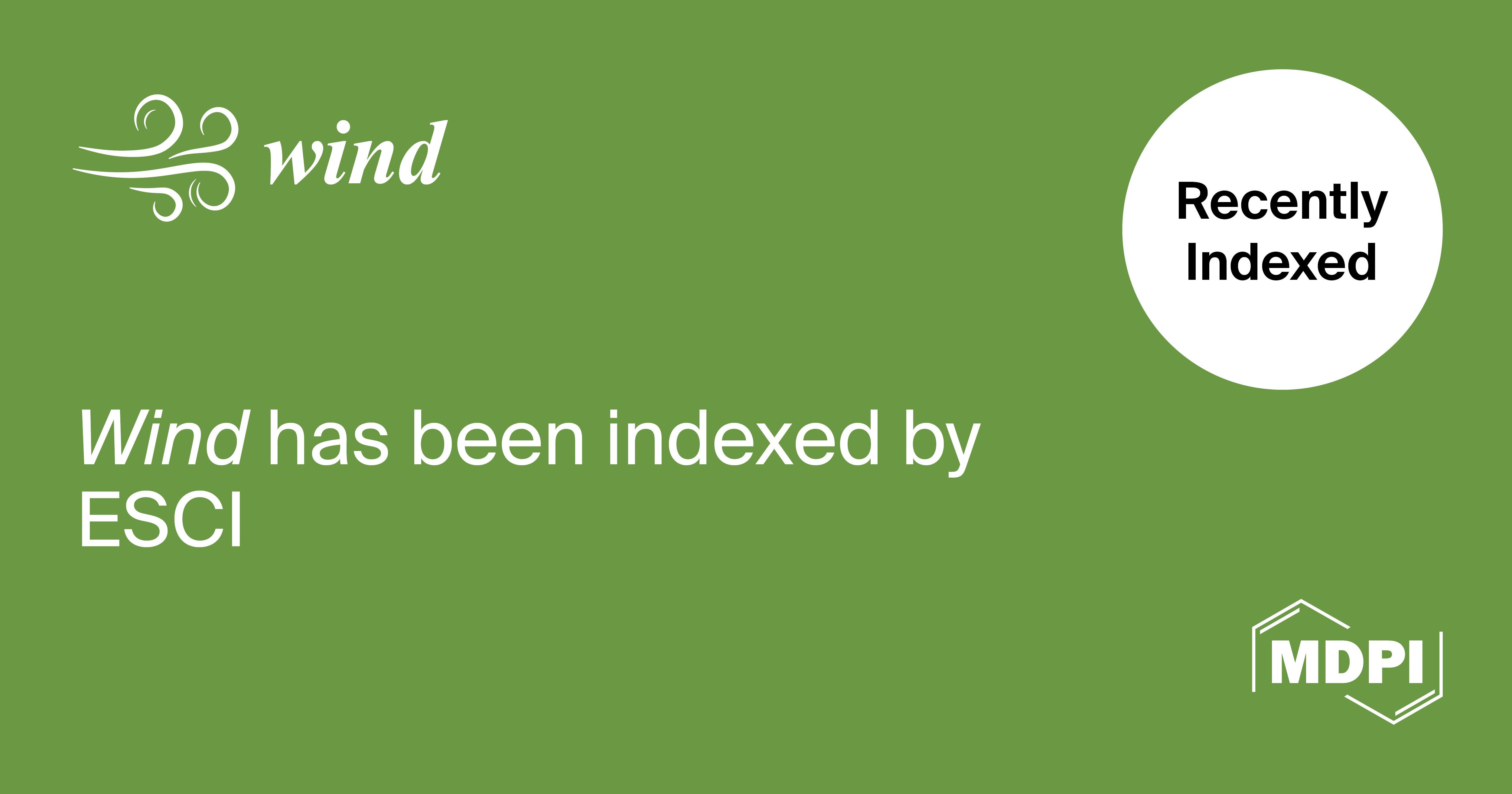 Wind Accepted into Emerging Sources Citation Index in Web of Science