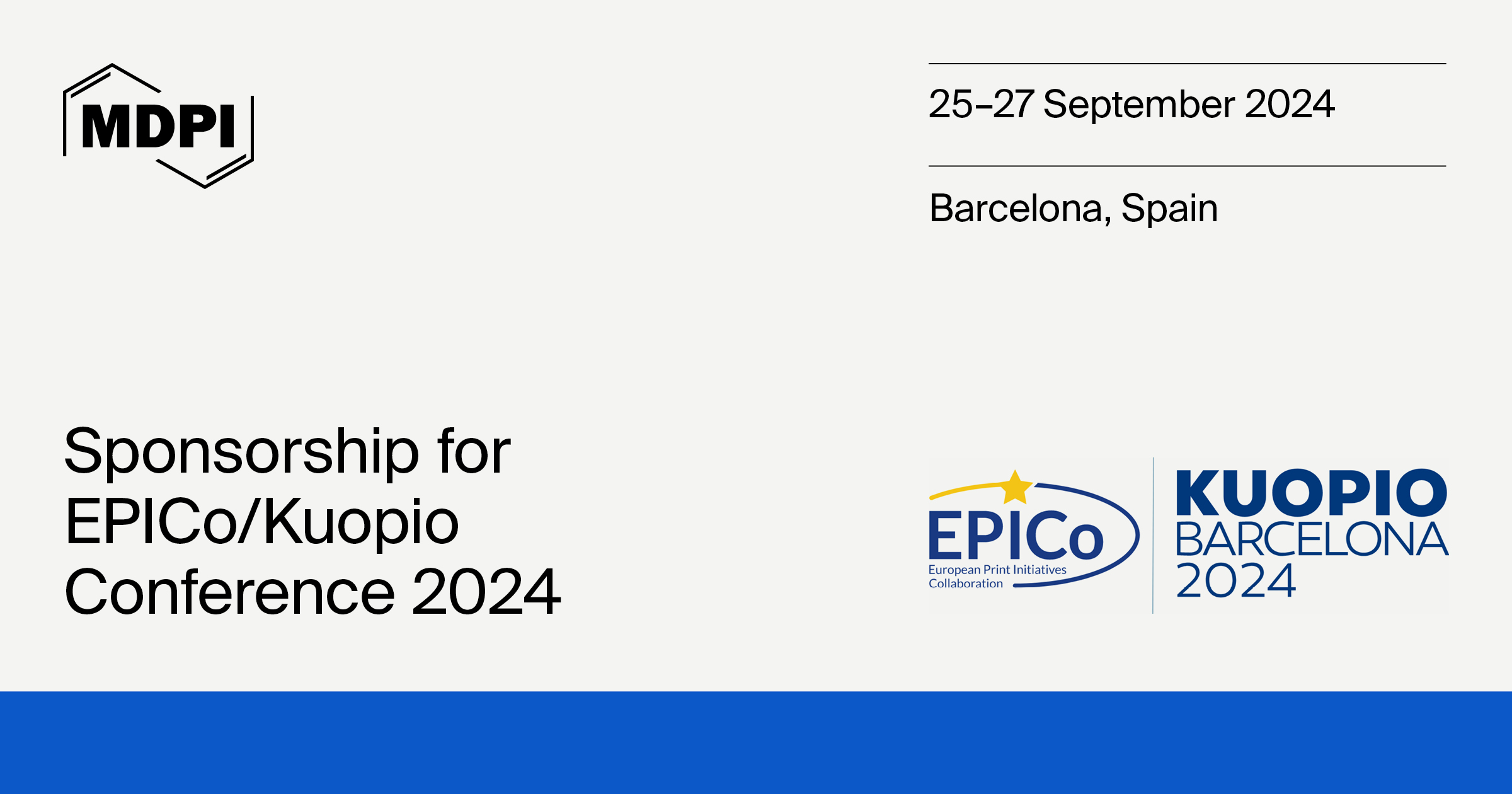 MDPI Is a Silver Sponsor for the EPICo/KUOPIO 2024 Conference, 25−27 September 2024, Barcelona, Spain