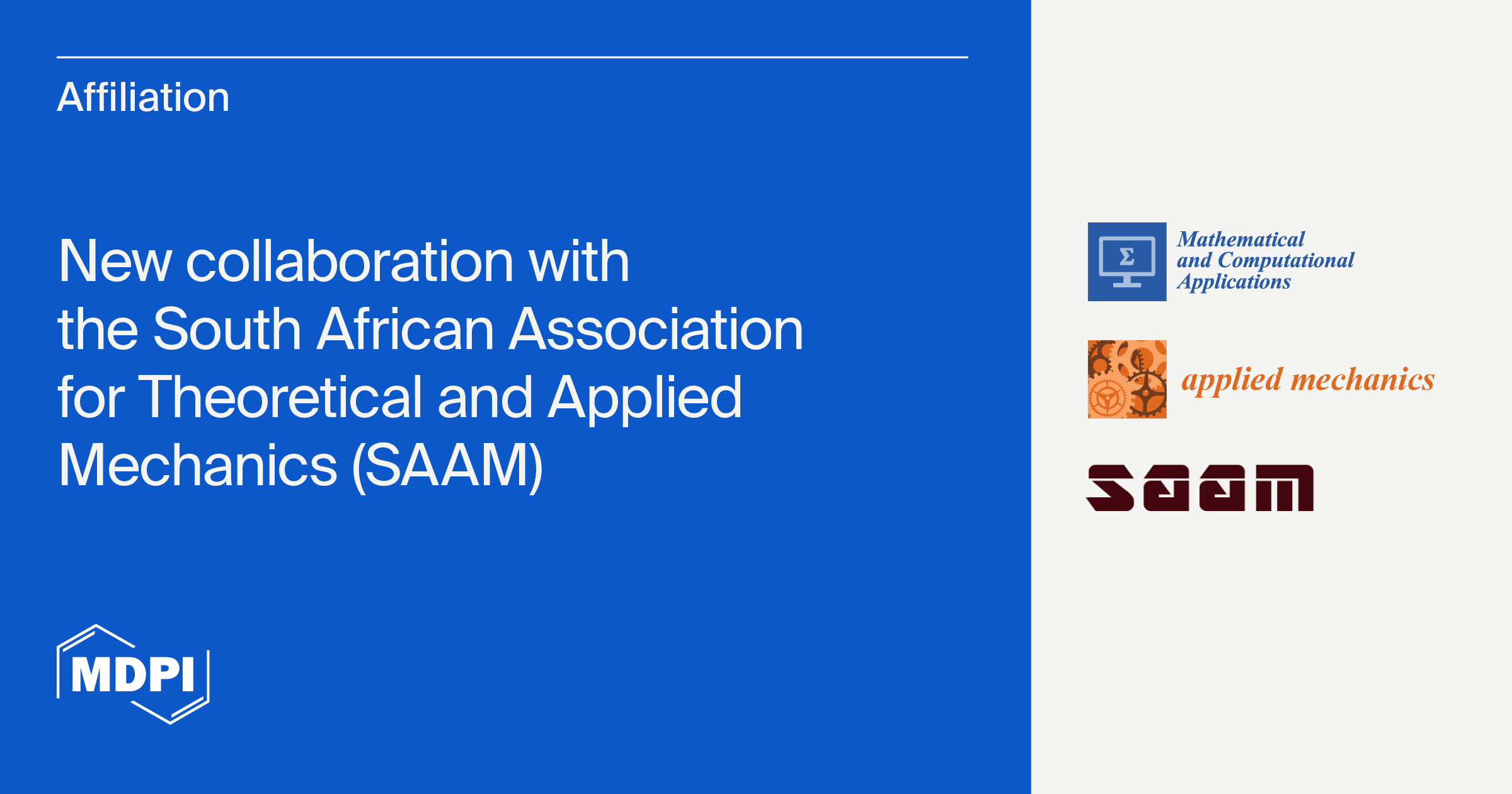 Mathematical and Computational Applications | New Affiliation Agreement with the South African Association for Theoretical and Applied Mechanics (SAAM)