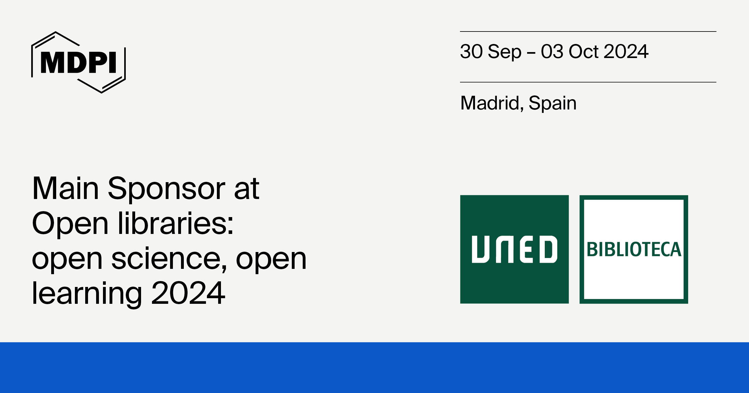 MDPI Is Sponsoring the Conference "Open Libraries: Open Science, Open Learning", 30 September – 3 October 2024, Madrid, Spain