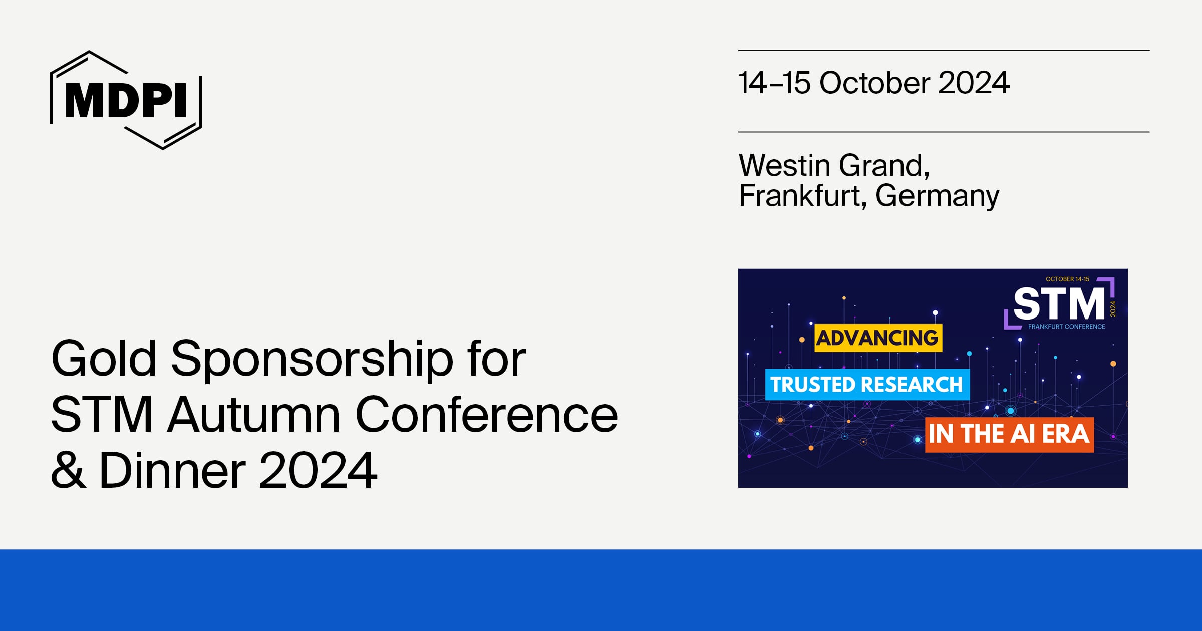 MDPI Is Sponsoring the STM 2024 Dinner & Conference, 14–15 October 2024, Frankfurt, Germany