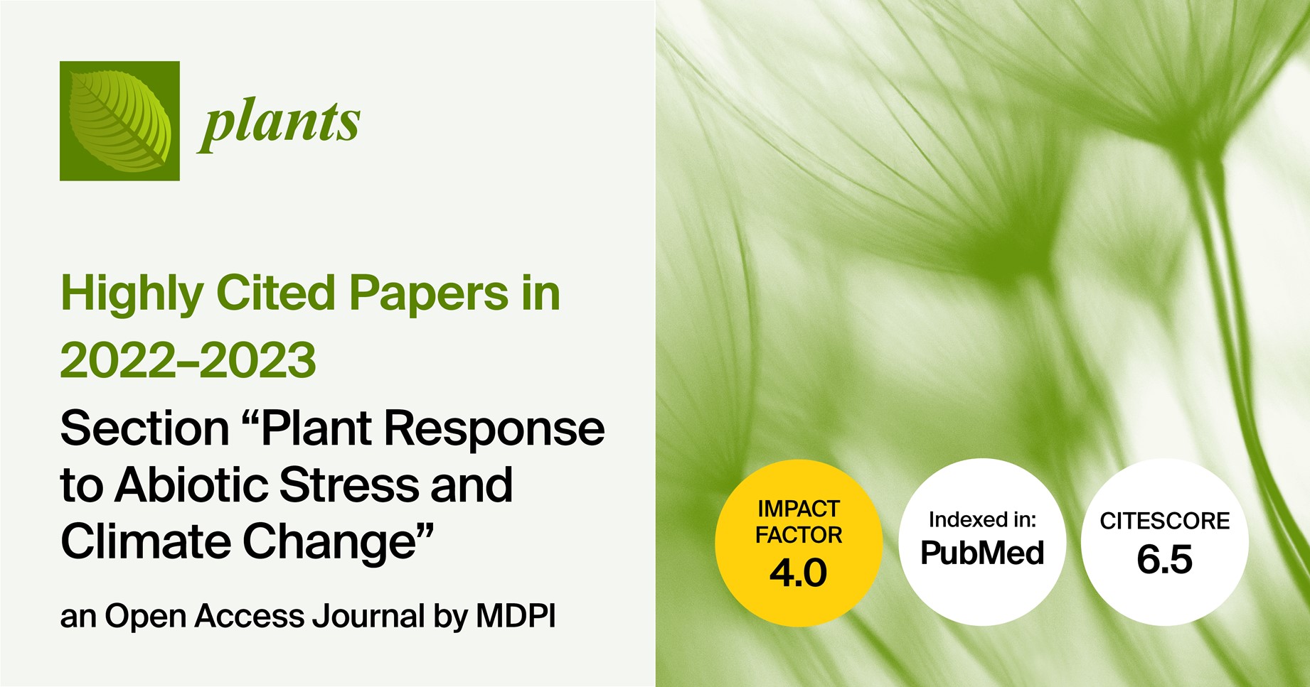 Plants | Highly Cited Papers in 2022–2023 in the Section “Plant Response to Abiotic Stress and Climate Change”