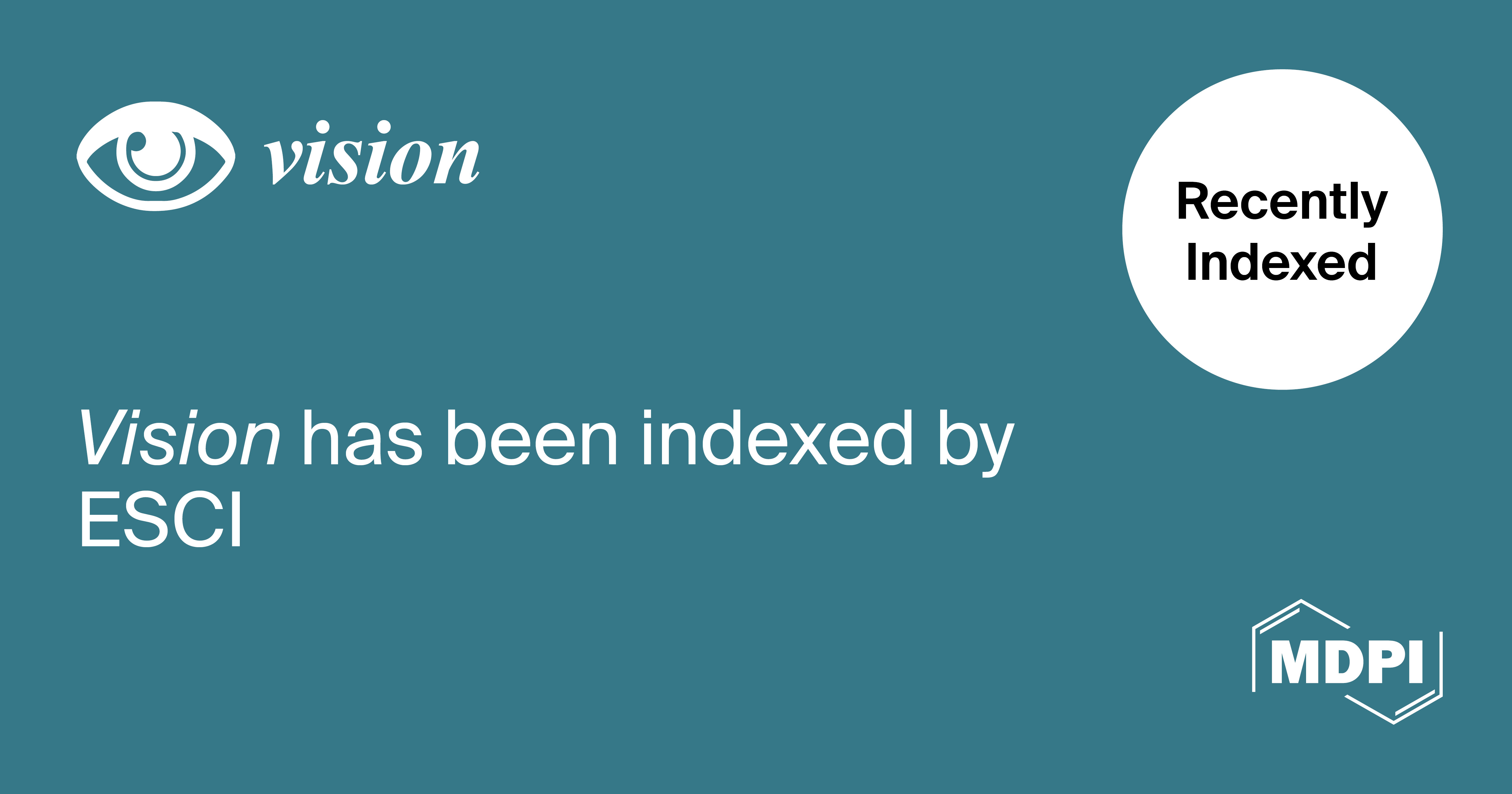 Vision Accepted into Emerging Sources Citation Index in Web of Science