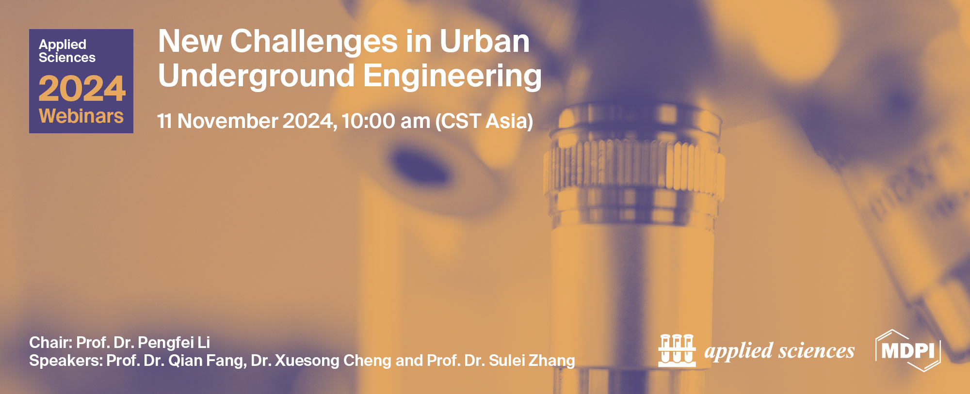 Applied Sciences Webinar | New Challenges in Urban Underground Engineering, 11 November 2024