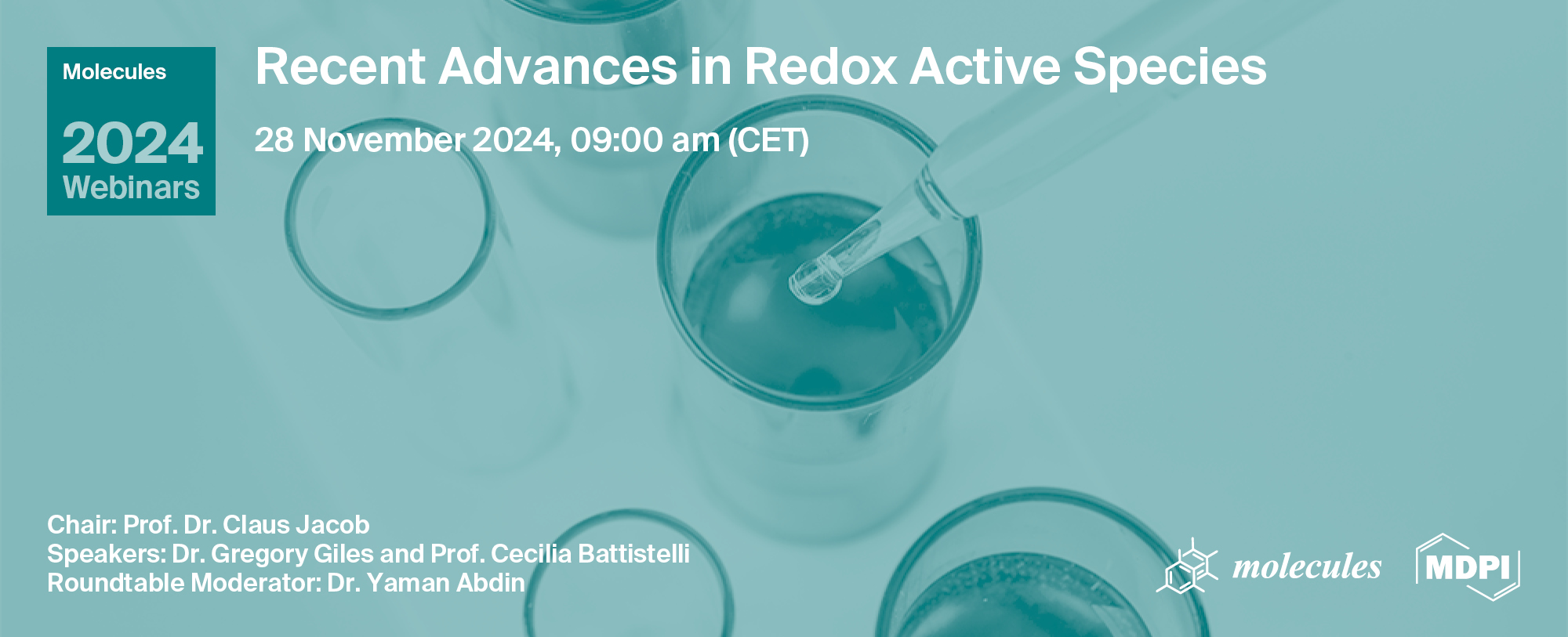 Molecules Webinar | Recent Advances in Redox Active Species, 28 November 2024