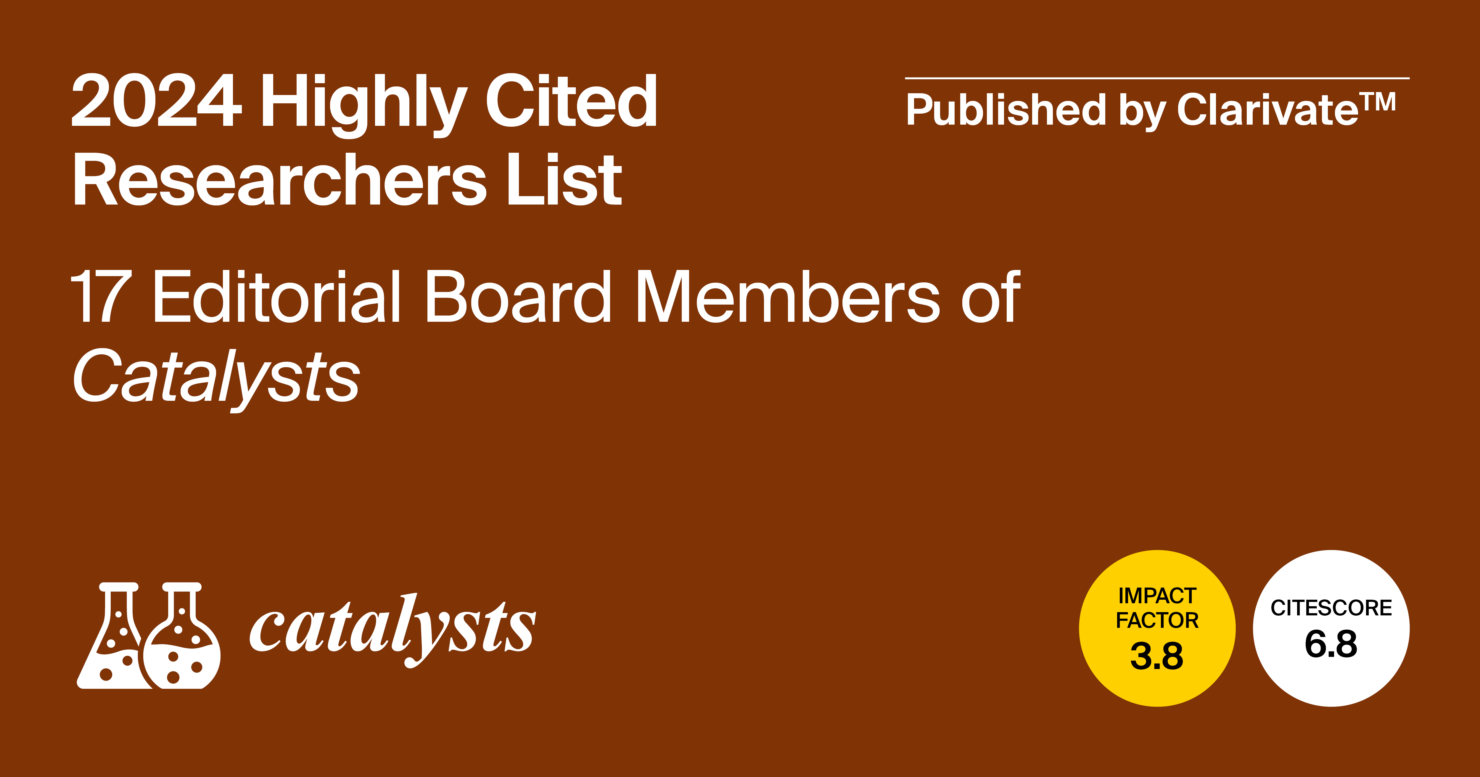 Editorial Board Members from Catalysts Featured in the 2024 Highly Cited Researchers List Published by Clarivate