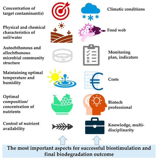 The most important aspects related to the biostimulation approach.