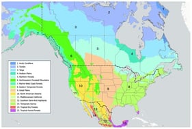 Level I ecological regions of North America [27]. Commission for Environmental Cooperation (CEC). 2021. “North American Environmental Atlas-Terrestrial Ecoregions: Level I”. Agriculture and Agri-Food Canada, U.S. Environmental Protection Agency (EPA), Instituto Nacional de Estadística y Geografía (INEGI). Ed. 2.0, Vector digital data [1:10,000,000]. Available at https://www.cec.org/north-american-environmental-atlas/terrestrial-ecoregions-level-i/ (accessed on 18 January 2026).