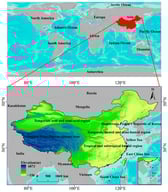 Map of the study area showing China’s topography and the four major climatic zones.