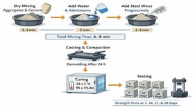 Schematic diagram of the experimental program and concrete mixing procedure.