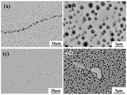 Typical SEM micrographs of the cross-sectional microstructure of the S3 alloy after standard heat treatment. (a) Morphology of a grain boundary; (b) morphology of γ′; (c) distribution of carbides; (d) morphology of carbides.