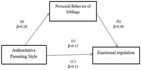 Path Analysis Model of Associations Between Authoritative Parenting, Emotional Regulation and Prosocial Behavior of Siblings.