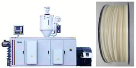 The single-screw extruder and the prepared ABS-ZnO composite material.