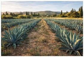 View of agave plants cultivated in a Mediterranean region of France, illustrating their adaptation to European climatic conditions and their potential availability as a local bio-based resource.