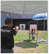 Experimental setup for the firing protocol (5.0 m distance).