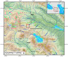 The red rectangle shows the location of the Tumanyan landslide site.