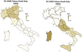 PC-SMR values in 2022 (North Italy vs. South Italy).