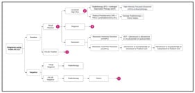 Model structure of BCR diagnoses and treatment pathways. Note: 1: Classification of PCa into localized high-risk, regional, and metastatic. 2: Treatment of PCa either with RT + ADT or RP + pelvic lymphadenectomy. Abbreviations: PSMA PET/CT: prostate-specific membrane antigen positron emission tomography/computed tomography; RT: radiotherapy; ADT: androgen deprivation therapy; HIFU: high-intensity focused ultrasound; RP: radical prostatectomy; PL: pelvic lymphadenectomy; mHSPC: metastatic hormone-sensitive prostate cancer; mCRPC: metastatic castration-resistant prostate cancer.