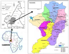 Map of Yaoundé city according to the “Système d’Information Géographique”, Yaoundé City Council, Cameroon, (2011) [6].