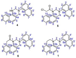 Carbon atoms labels for compounds 1–6.
