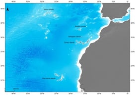 Map of the Macaronesian archipelagos.