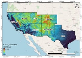 Study area and its digital elevation profile.