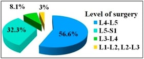 Overall distribution of surgical procedures by spinal level.