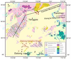 Geological sketch map of the study area, which was modified from [19].