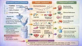 Mechanistic overview of sulpiride-induced benign prostatic hyperplasia (BPH) through the hypothalamic–pituitary and prostatic signalling pathway. Sulpiride blocks dopamine receptors, preventing dopamine’s inhibitory effect on prolactin release and causing hyperprolactinemia, which then activates prolactin receptors in prostatic cells, triggering JAK2–STAT5 signalling to promote nuclear transcription and prostatic epithelial and stromal proliferation. An increased prolactin level further stimulates stromal–epithelial interactions, inducing mesenchymal cells to release growth and inflammatory mediators, such as FGF-2, FGF-7, TGF-β1, TGF-β2, IGF-I, CCL3, IL-6, IL-8, and IL-15, which enhance epithelial–mesenchymal transition, stromal expansion, and macrophage infiltration. Together with androgen-dependent DHT–AR activation, these pathways synergistically increase prostatic epithelial and stromal growth, contributing to the development of BPH. Created in BioRender. Abdullah Sanusi. (2025). https://BioRender.com/ezywthp.