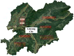 Manure sampling sites in Liuyang City.