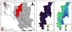 The density distribution of the population and elevation location in Chiang Mai province.