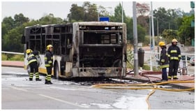 Exterior view of the engine compartment of the bus.