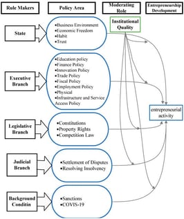 Disaggregated institutional framework: Governance branches and entrepreneurship.