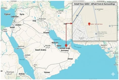 Location of the study site and study farm within the United Arab Emirates.