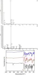 (A,B) Chemical ionization mass spectrometry (CI-MS) (NH3) of (A) BTBOPD and (B) ADOL. (C) FTIR spectra of (I) Ethyl 4-(benzo[b]thiophene-2-carbonyl)-pyruvate (2); (II) BTBOPD; and (III) ADOL.